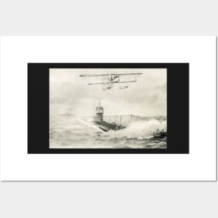 WW1 Floatplane & Submarine sea scene Posters and Art